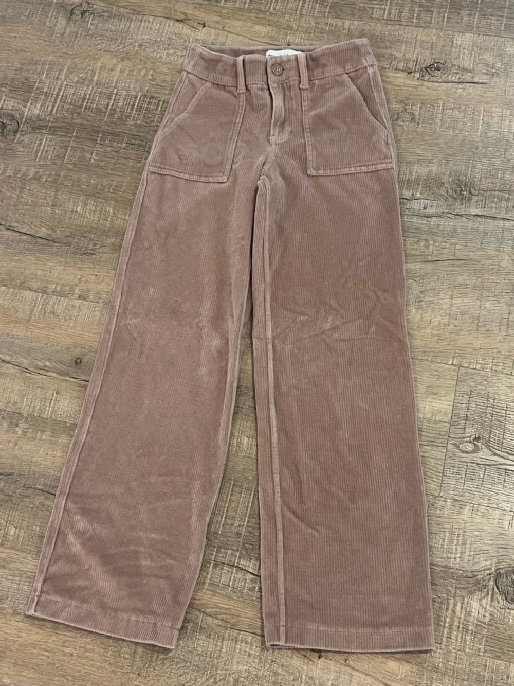 abercrombie kids girls 9-10 ribbed High-Rise Wide Leg Pants in Dusty Mauve